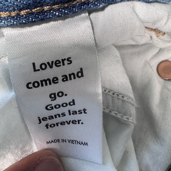 Pacsun Jeans‎ Womens 23 Blue Low Rise Straight Butterfly Print Denim Split Hem - Picture 11 of 12